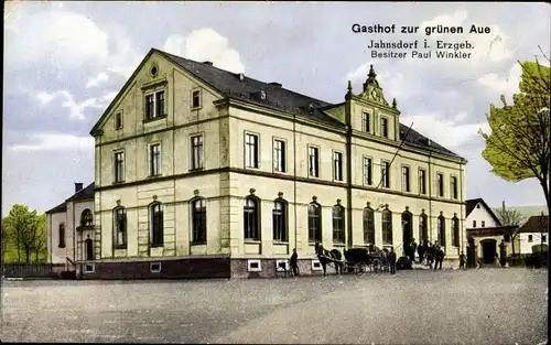 Ak Jahnsdorf im Erzgebirge, Gasthof zur grünen Aue