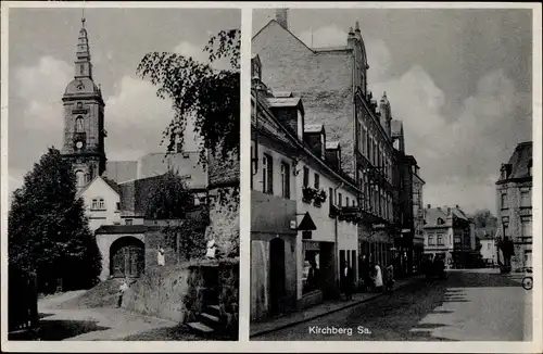 Ak Kirchberg in Sachsen, Straßenpartie, Kirche