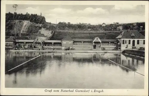 Ak Gornsdorf im Erzgebirge, Naturbad, Freibad