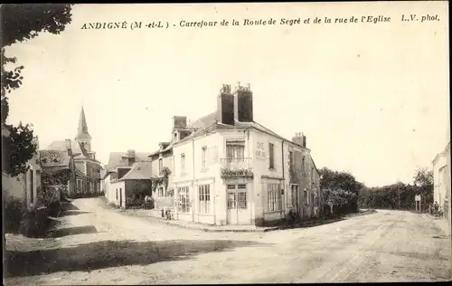 Ak Andigné Maine-et-Loire, Carrefour de la Route Segre et de la rue de l'Eglise