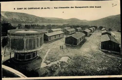 Ak Carpiagne Marseille Bouches du Rhône, Camp, Teilansicht der Barracken