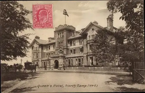 Ak North Camp Farnborough Hampshire England, Queen's Hotel