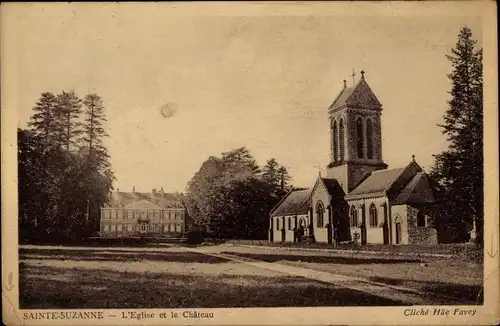 Ak Sainte Suzanne Mayenne, L'Eglise et le Chateau