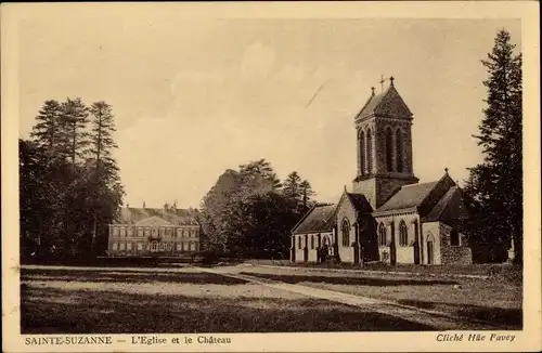 Ak Sainte Suzanne Mayenne, L'Eglise et le Chateau