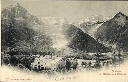 Ak Chamonix Mont Blanc Haute Savoie, Piralotaz et Glacier des Bossons