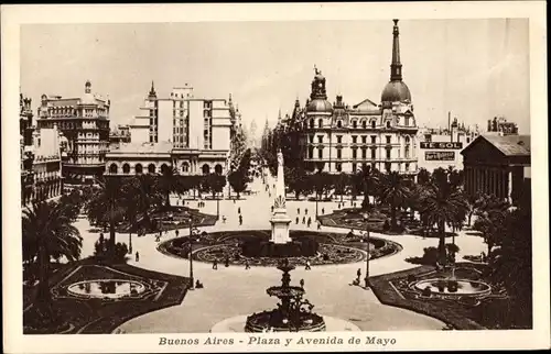 Ak Buenos Aires Argentinien, Plaza y Avenida de Mayo