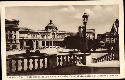 Ak Buenos Aires Argentinien, Estaciones de los Ferro Carriles Central Argentino y Central Cordoba