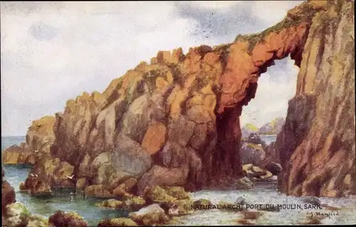 Künstler Ak Sark Kanalinseln, Natural Arch, Port du Moulin