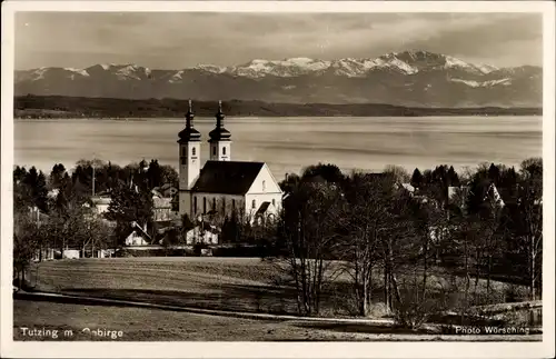 Ak Tutzing in Oberbayern, Gesamtansicht, Alpenpanorama