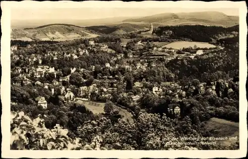 Ak Lutherstadt Eisenach in Thüringen, Gesamtansicht, Blick von der Wartburg, Burschenschaftsdenkmal