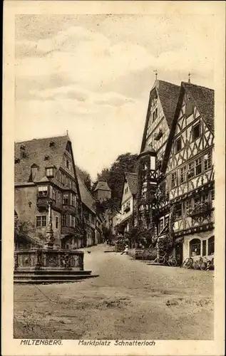 Ak Miltenberg am Main in Unterfranken, Marktplatz Schnatterloch