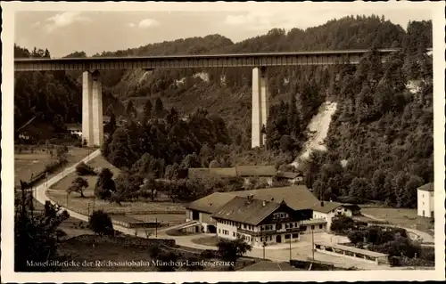 Ak Weyarn Oberbayern, Mangfallbrücke, Reichsautobahn München Landesgrenze