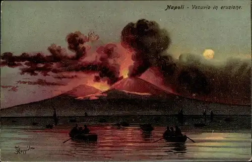 Künstler Ak Napoli Neapel Campania, Vesuvio in eruzione, Vulkanausbruch