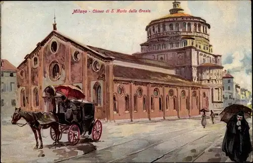 Künstler Ak Milano Mailand Lombardia, Chiesa di S. Maria delle Grazie, Kutsche