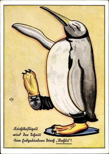 Künstler Ak Pinguin, Reklame für Stahlit Gummiabsätze