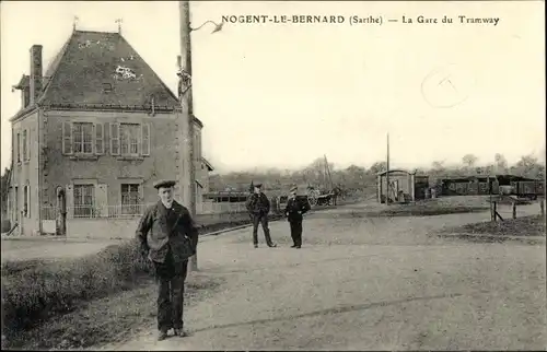 Ak Nogent le Bernard Sarthe, La Gare du Tramway