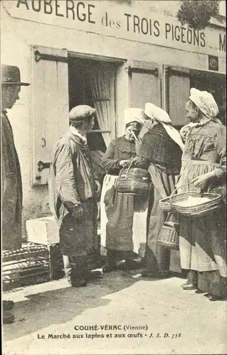 Ak Couhe Verac Deux Sevres, Le Marche aux lapins et aux oeufs