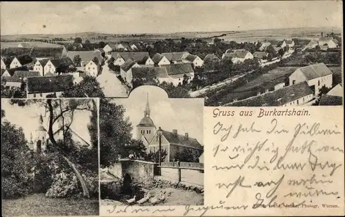 Ak Burkartshain Wurzen in Sachsen, Blick auf den Ort, Kirche