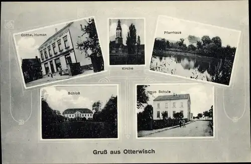 Ak Otterwisch in Sachsen, Schule, Pfarrhaus, Schloss, Kirche, Handlung