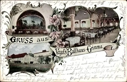 Ak Grimma in Sachsen, Vogel's Ballhaus, Innenansicht