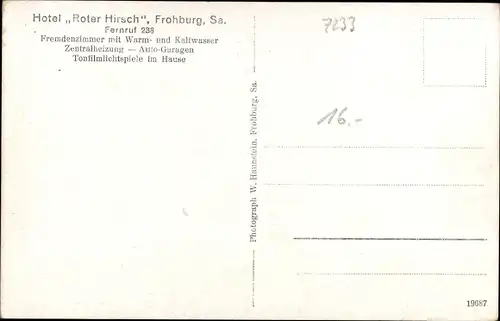 Ak Frohburg in Sachsen, Hotel Roter Hirsch, Modewaren F. Müller