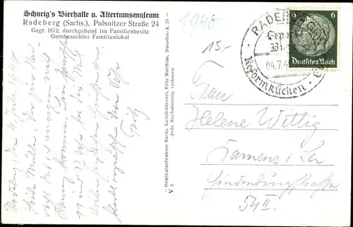 Ak Radeberg Sachsen, Schurig's Bierhalle und Altertumsmuseum, Innenansicht, Pulsnitzer Str. 24