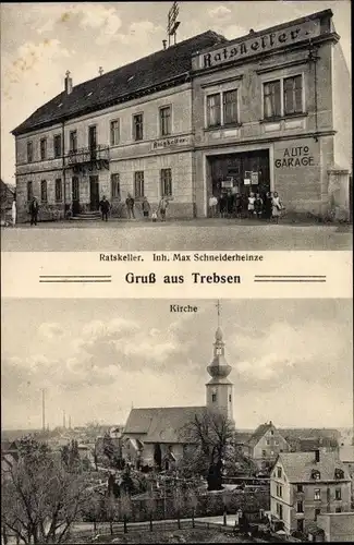 Ak Trebsen an der Mulde Sachsen, Gasthaus Ratskeller, Kirche