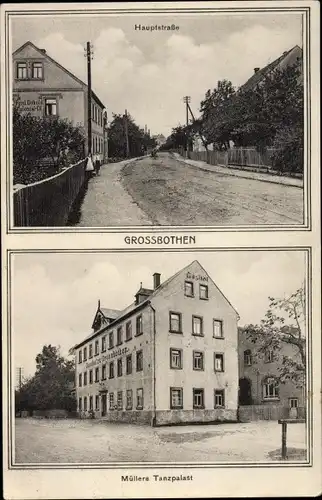 Ak Großbothen Grimma in Sachsen, Hauptstraße, Gasthof, Müllers Tanzpalast