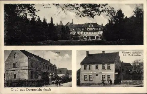 Ak Dornreichenbach Lossatal Sachsen, Fischer's Restaurant, Schule, Schloss