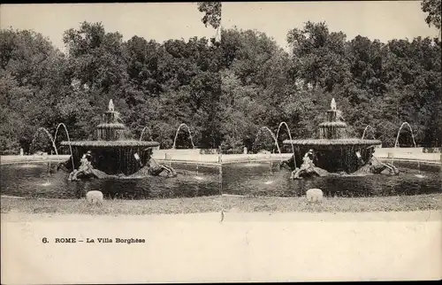 Stereo Ak Roma Rom Lazio, La Villa Borghese