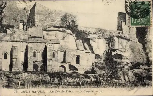 Ak Mont Majour Bouches du Rhône, Un Coin des Ruines, La Chapelle