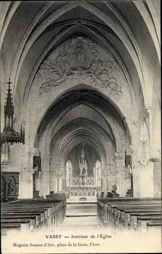 Ak Vassy Calvados, Interieur de l'Eglise