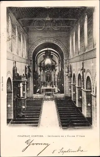 Ak Château Gontier sur Mayenne, L'Eglise St Jean, Interieur