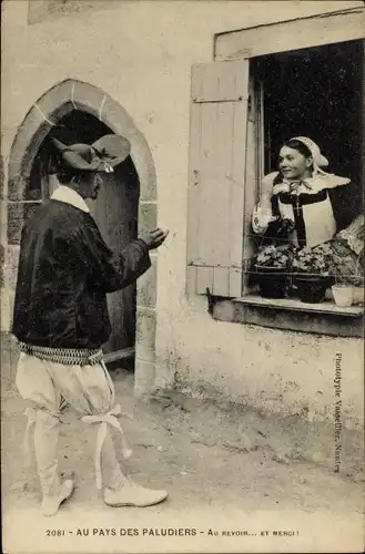 Ak Guérande Loire Atlantique, Au Pays des Paludiers, Au Revoir
