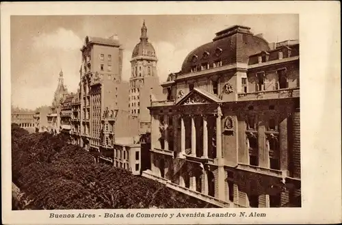 Ak Buenos Aires Argentinien, Bolsa de Comercio y Avenida Leandro N. Alem