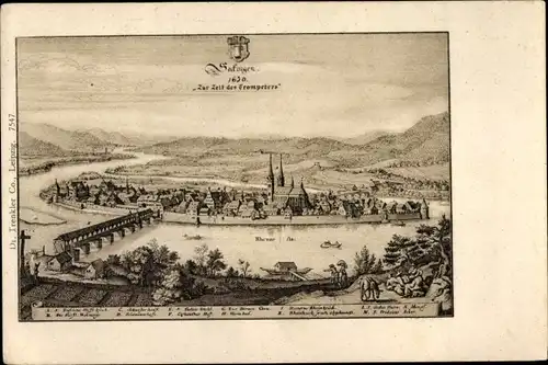 Künstler Ak  Bad Säckingen am Hochrhein, Gesamtansicht um 1650