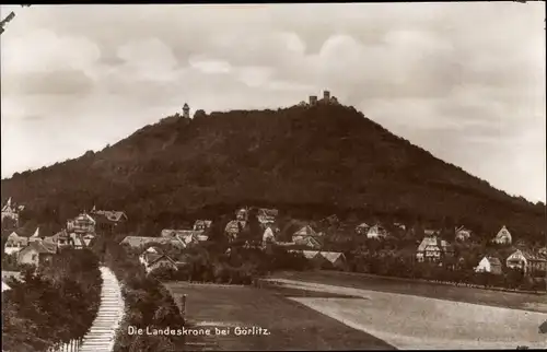 Ak Görlitz in der Lausitz, Blick auf die Landeskrone mit Ortschaft