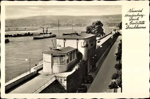 Ak Neuwied am Rhein, Hindenburg Deich und Gaststätte Deichkrone