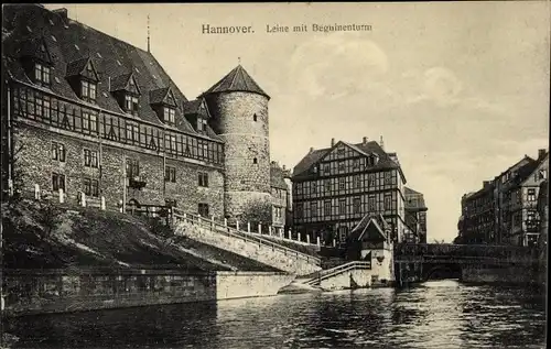 Ak Hannover in Niedersachsen, Leine mit Beguinenturm