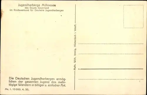 Ak Möhnesee im Kreis Soest Nordrhein Westfalen, Jugendherberge