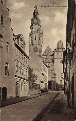 Ak Coburg in Oberfranken, Neugasse mit Moritzkirche