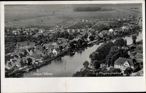 Ak Hoya an der Weser, Totalansicht der Ortschaft, Fliegeraufnahme