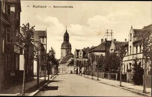 Ak Ruhland in der Oberlausitz, Bahnhofstraße