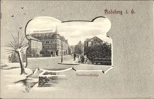 Passepartout Ak Radeberg im Kreis Bautzen Sachsen, Dresdnerstraße, Hotel Kaiserhof