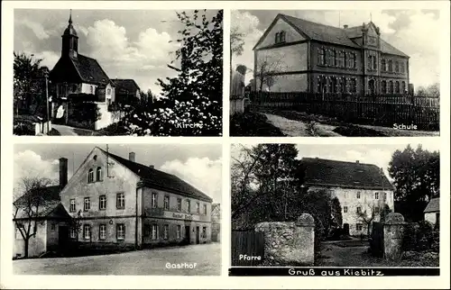 Ak Kiebitz Ostrau in Sachsen, Gasthof, Pfarre, Schule, Kirche