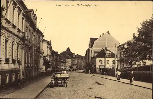 Ak Roßwein in Sachsen, Bahnhofstraße, Gasthaus Kronprinz