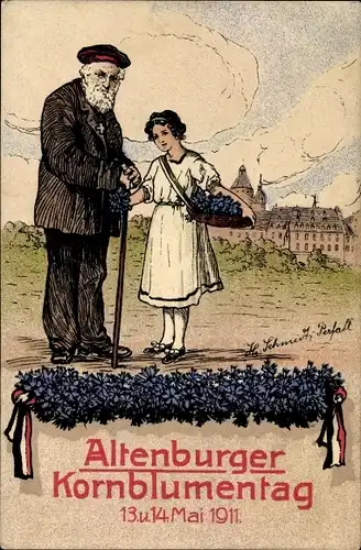 Künstler Ak Altenburg in Thüringen, Kornblumentag 1911