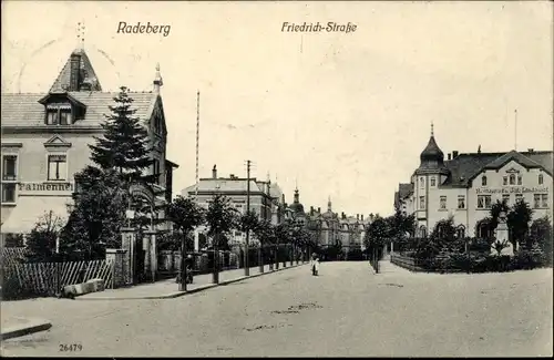 Ak Radeberg Sachsen, Blick in die Friedrichstraße, Cafe Palmenheim