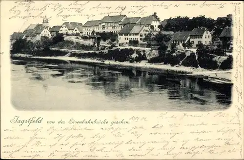 Ak Jagstfeld Bad Friedrichshall Landkreis Heilbronn, Teilansicht von der Eisenbahnbrücke