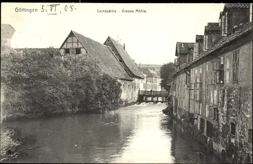 Ak Göttingen in Niedersachsen, Leine, Große Mühle